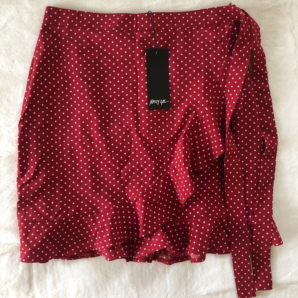Nasty gal polka dot red skirt